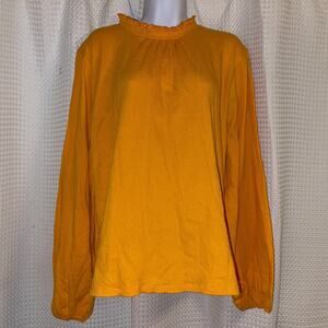 J Crew Womens Gauzy Ruffleneck Top Size XL Orange Office Everyday Career